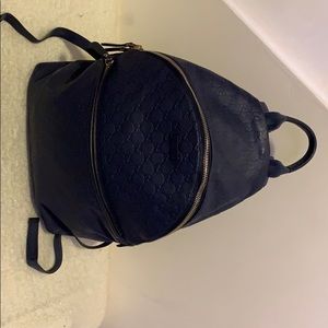 Blue Gucci Logo Zip Backpack
